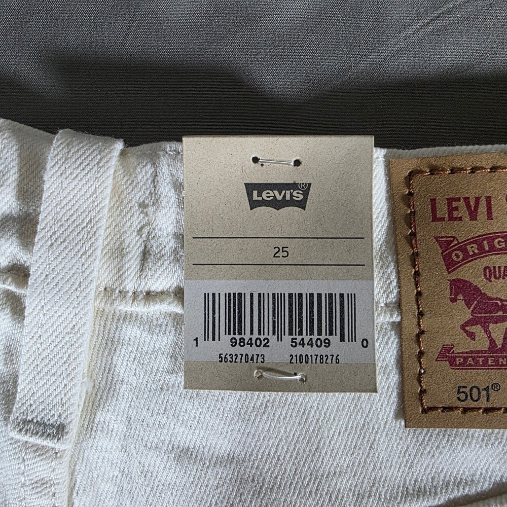Levis 501 Original Shorts Womens 25 White High Rise Stretch Denim 56327-0473 - Picture 6 of 7